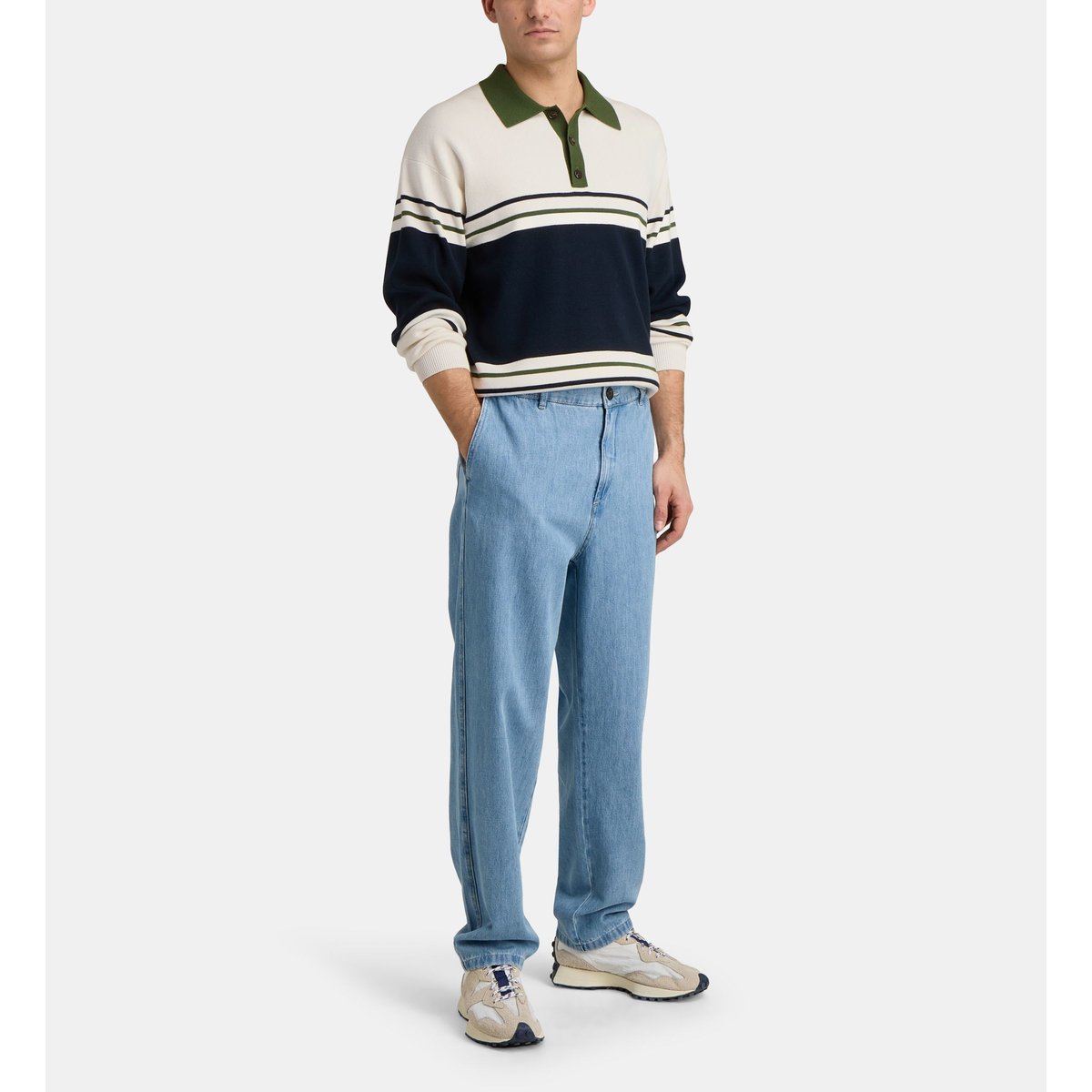 Pull sugby écru et bleu, GALERIES LAFAYETTE