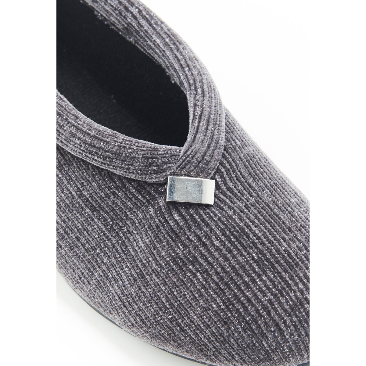 Chaussons velours côtelé brillant gris, DAMART