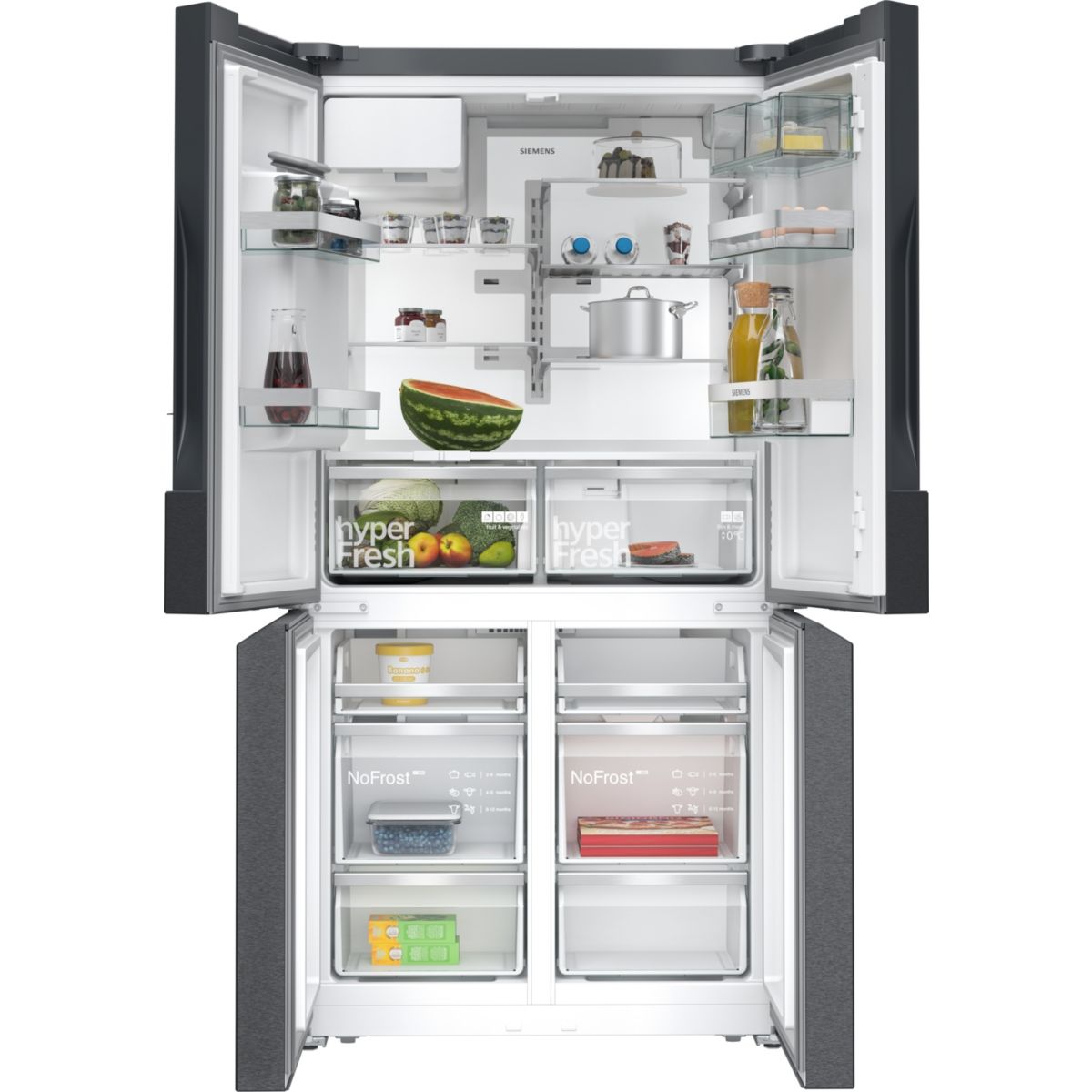 Réfrigérateur multi portes KF96DPXEA iQ700, Tiroirs hyperFresh 0°C couleur unique, SIEMENS