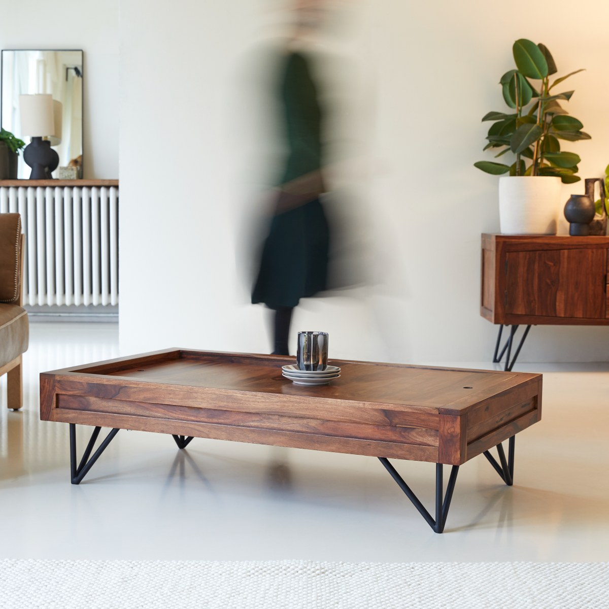 Table basse en Palissandre massif, BONNIE marron foncé, TIKAMOON