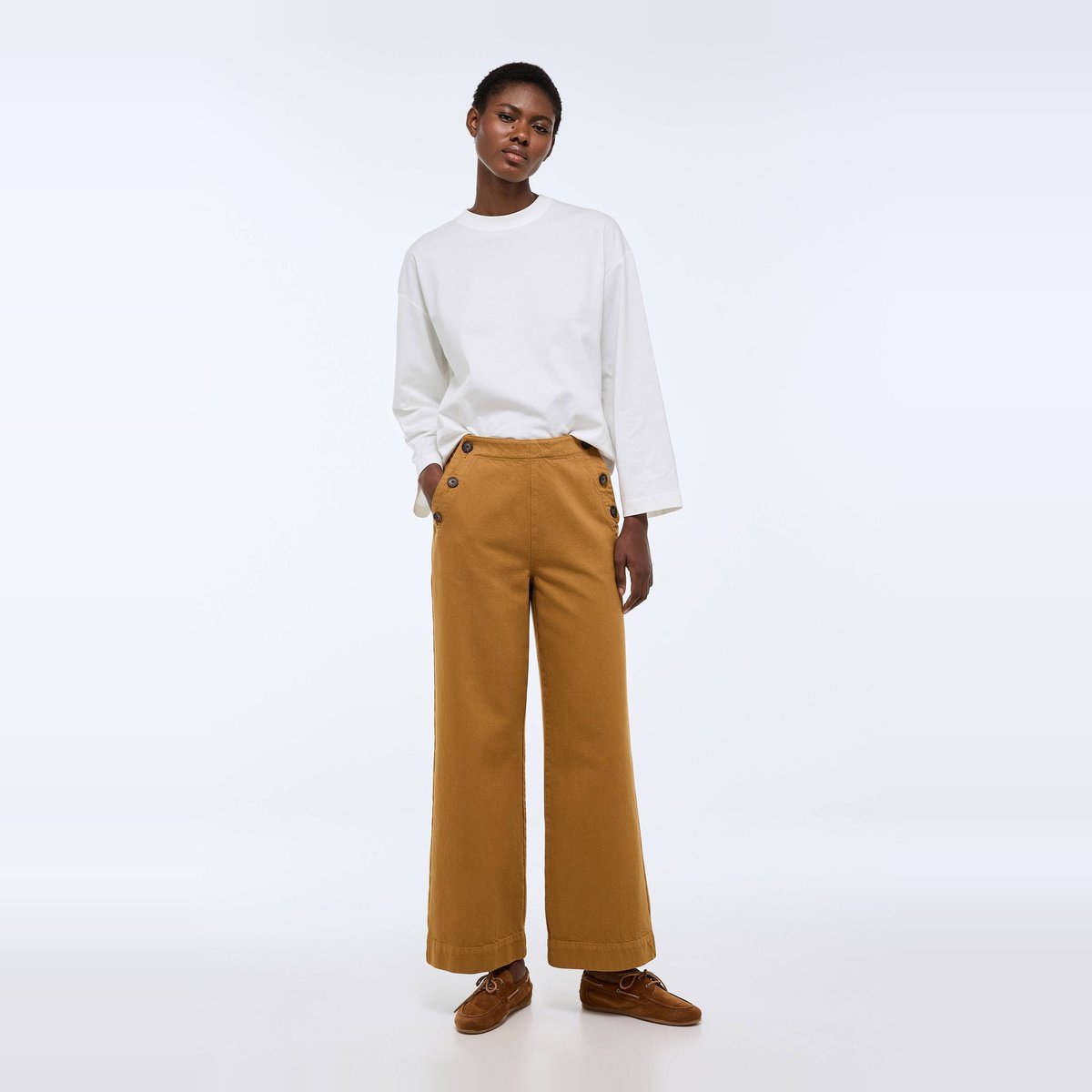 Pantalon large à pont patine, MONOPRIX
