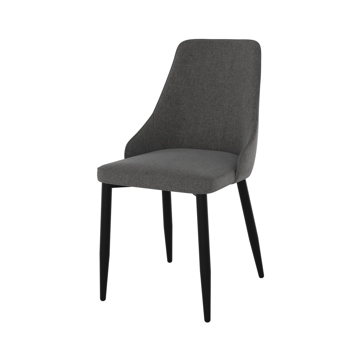 Lot de 2 chaises en tissu et pieds en métal - PIPO gris foncé, MAISON PAVANE
