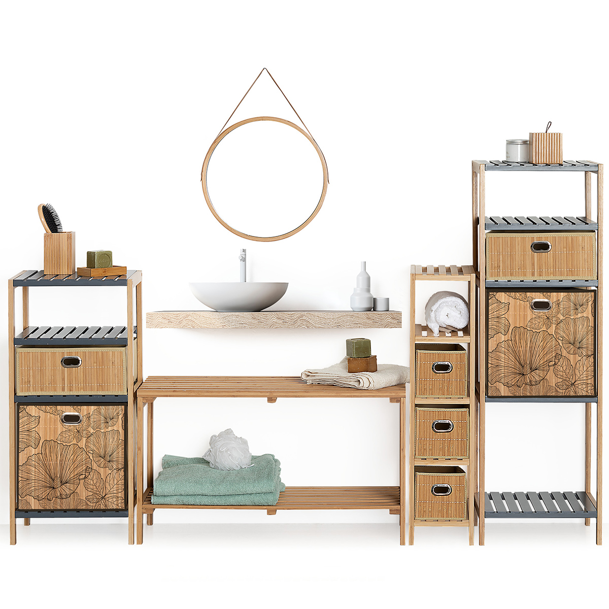 Panier de rangement à lattes MIX' N MODUL marron, 5FIVE SIMPLY SMART