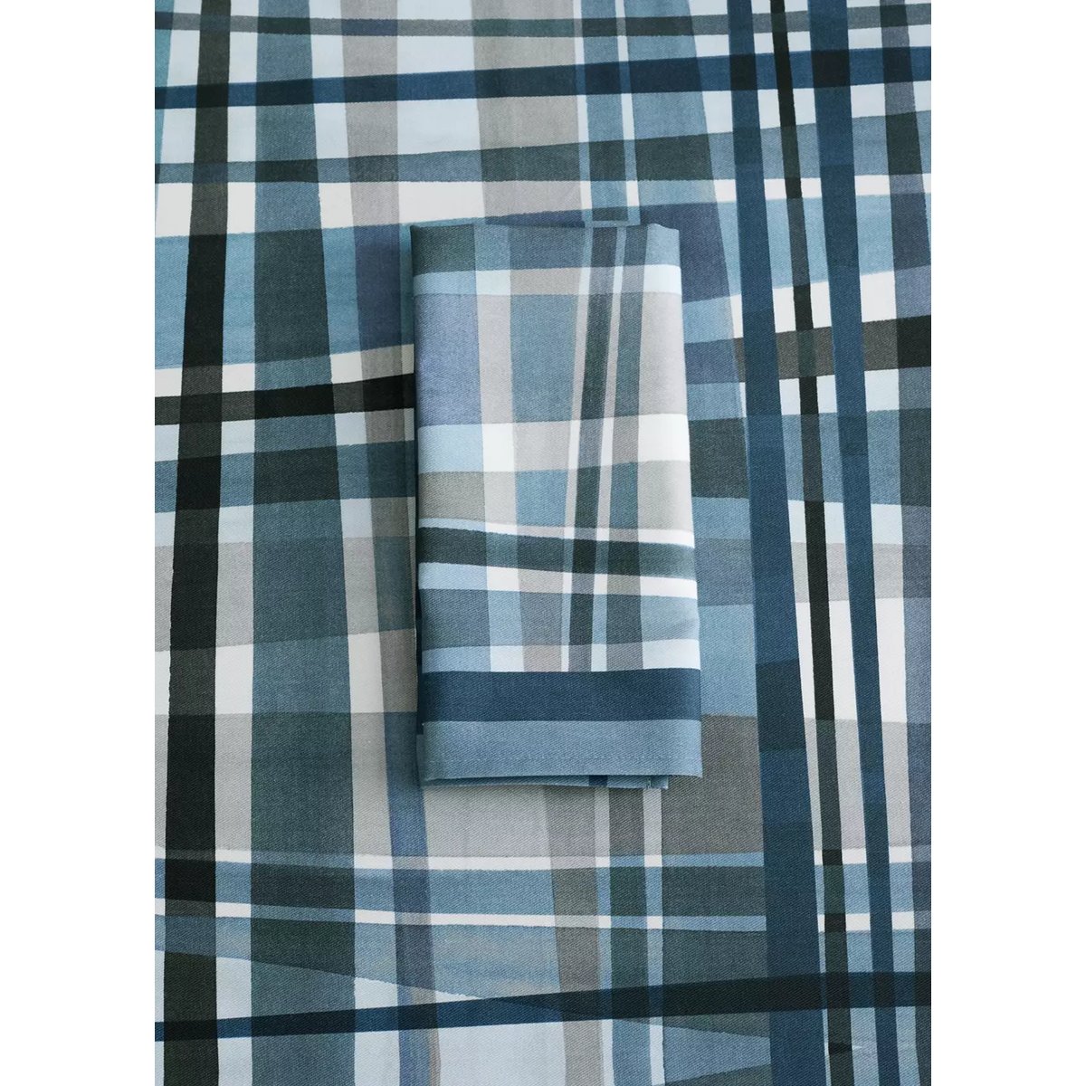 Serviettes de table coton à carreaux irréguliers bleu, MANGO HOME