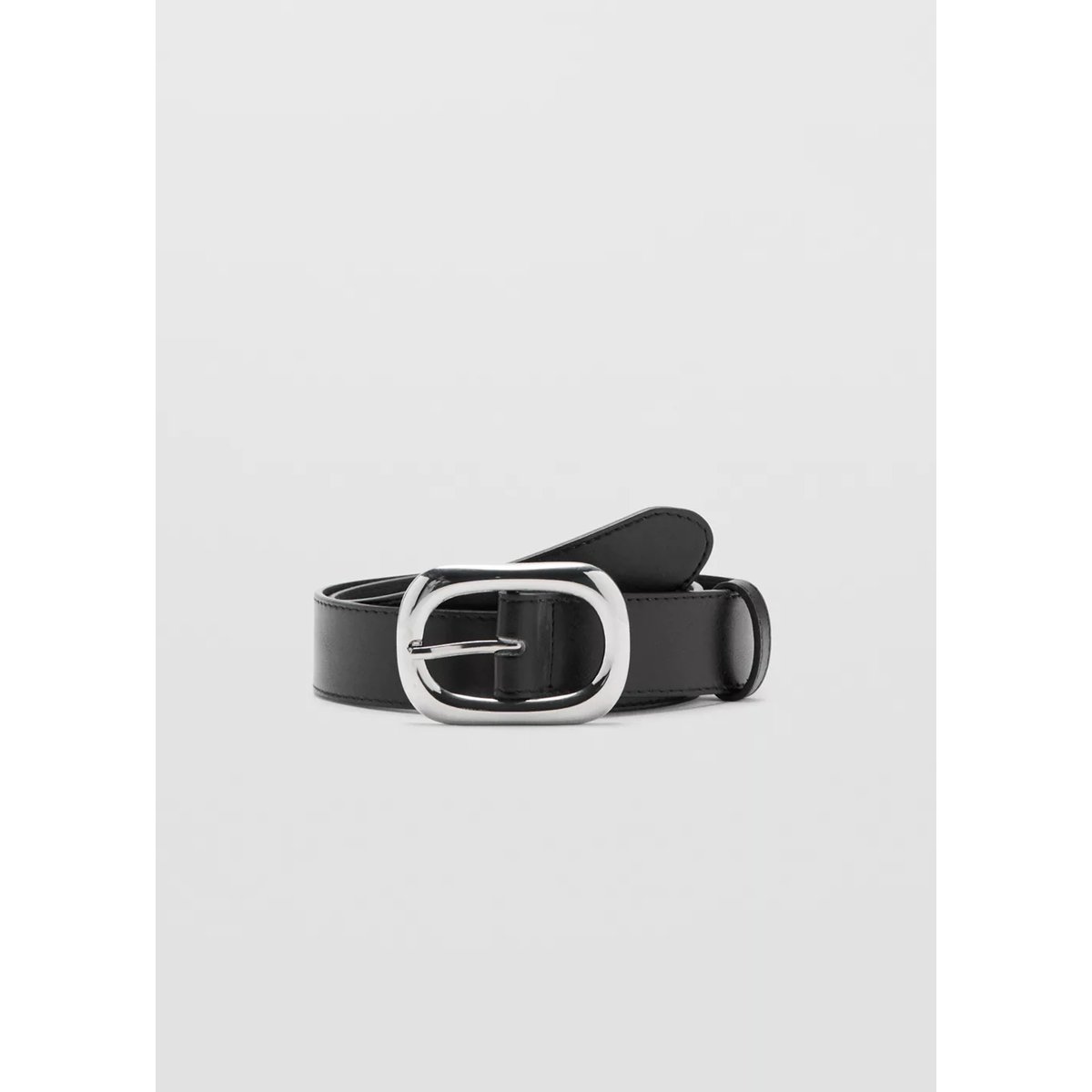 Ceinture boucle ovale noir, MANGO