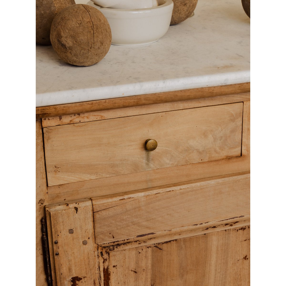 Buffet îlot en bois et marbre Gilbert N°1575 - Bon état blanc, DEBONGOUT