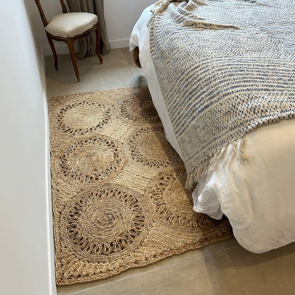 Tapis rectangulaire en jute tissé à la main naturel, NOW'S HOME