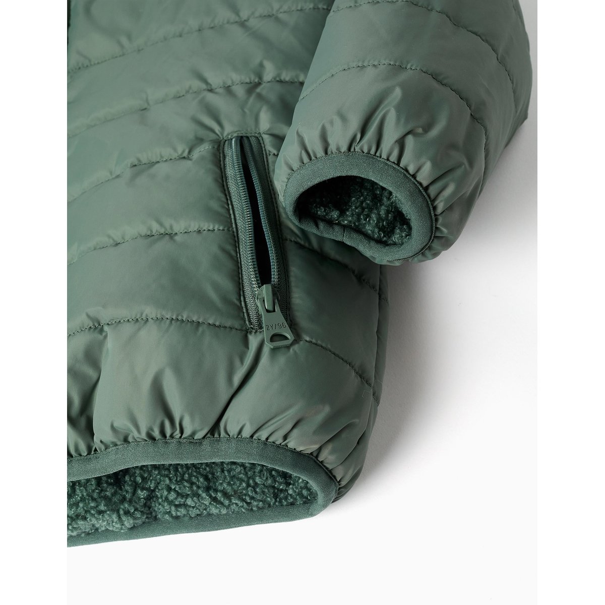 Doudoune réversible avec sherpa vert foncé, ZIPPY