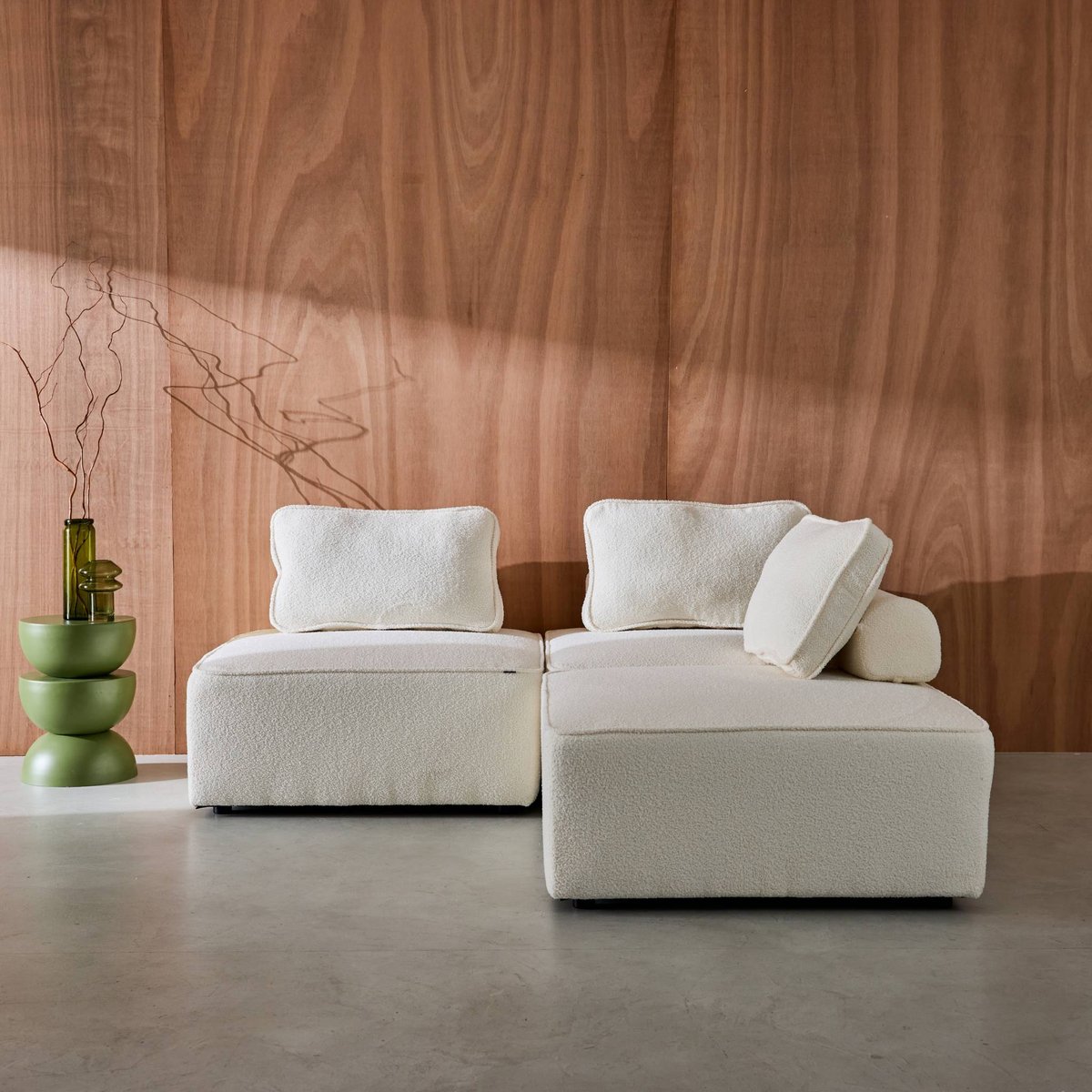 Chauffeuse pour canapé modulable bouclette 1 place (lot de 3) BAO beige, SWEEEK