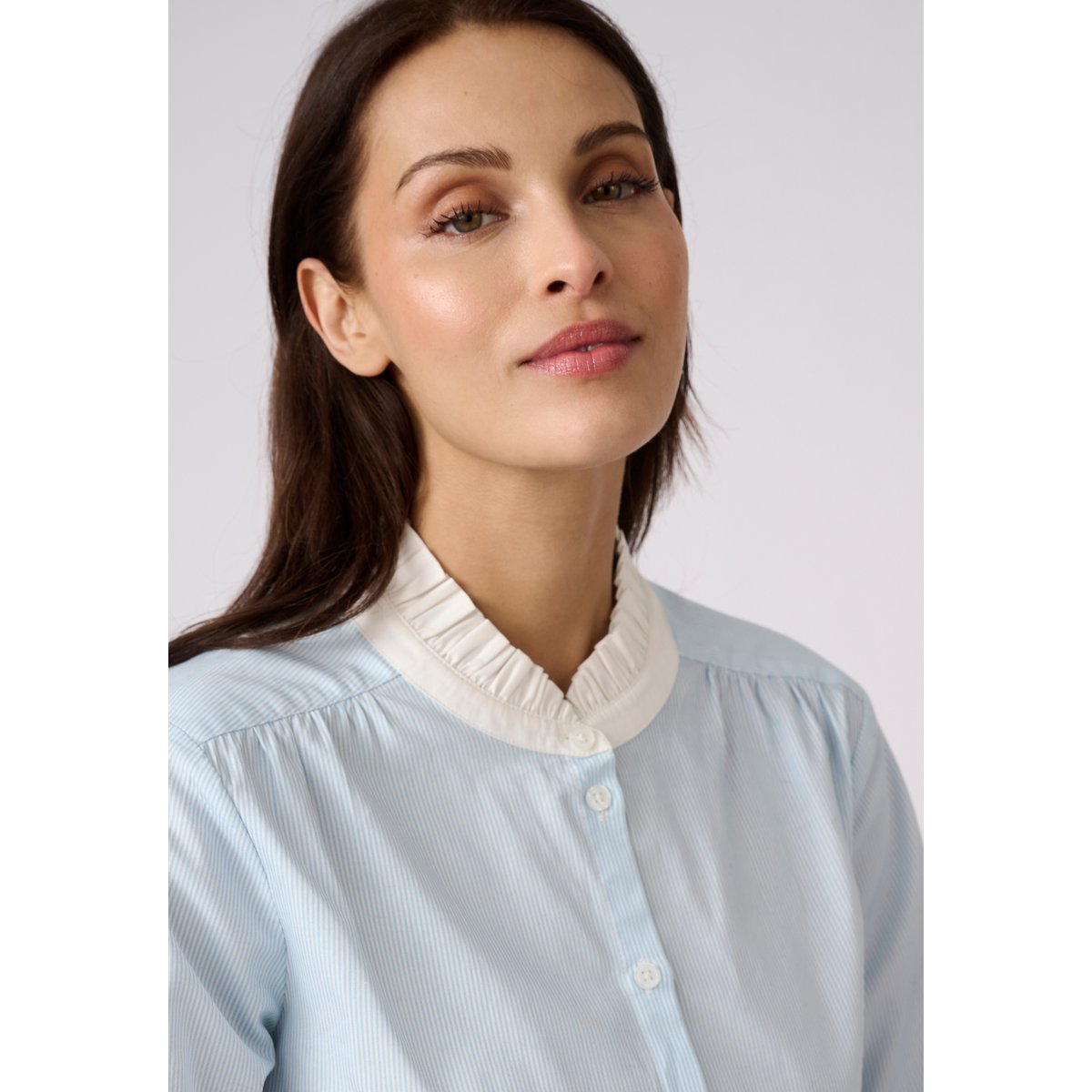 Chemisier popeline rayée pur coton bleu rayé, DAMART