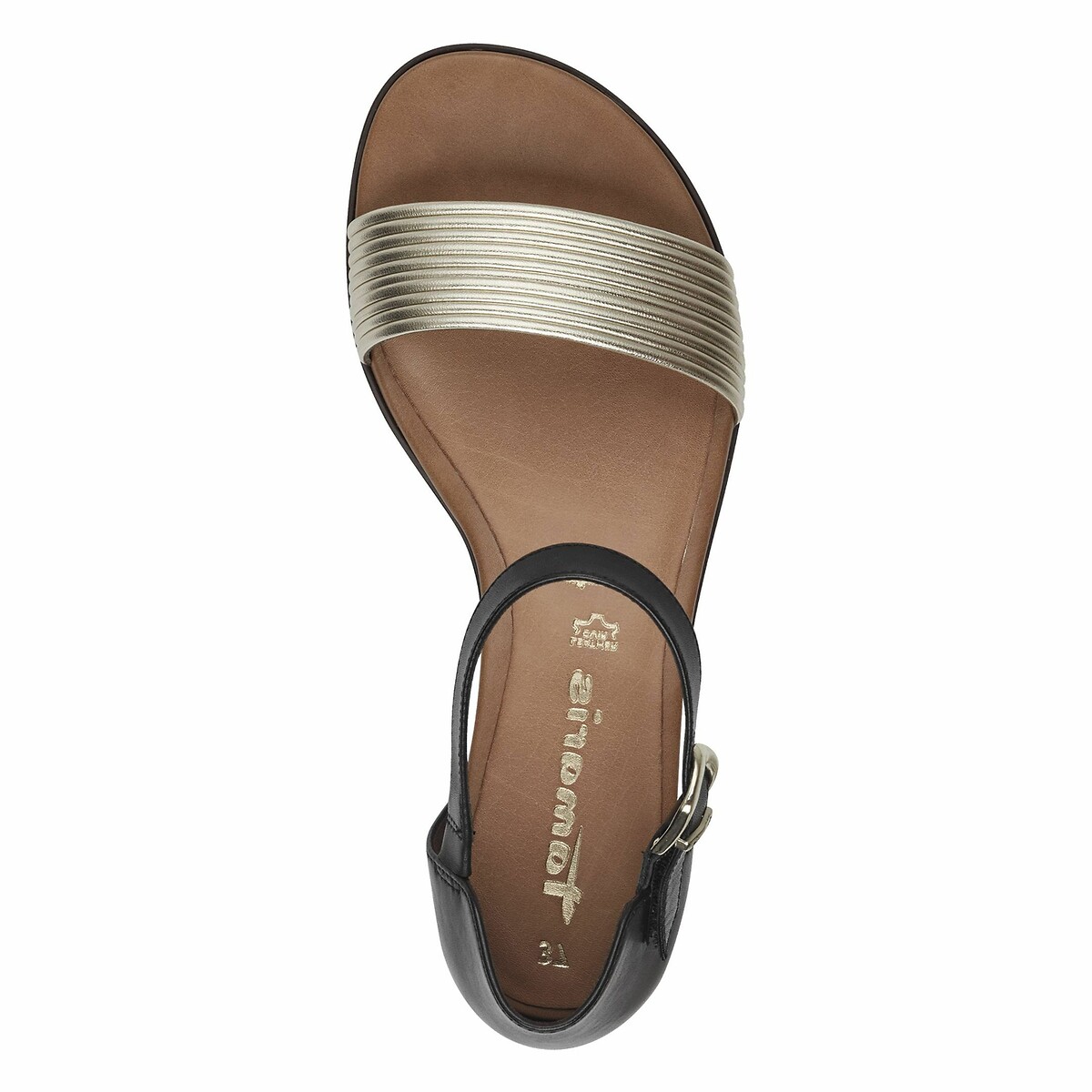 Wedge Sandals black/gold-coloured, TAMARIS