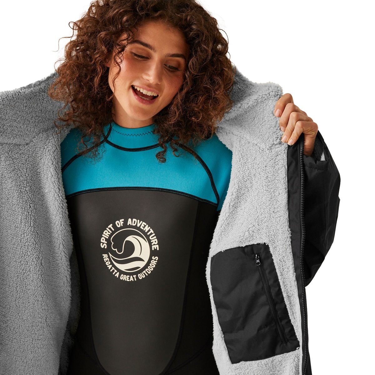 Peignoir à langer imperméable avec doublure polaire noir, REGATTA
