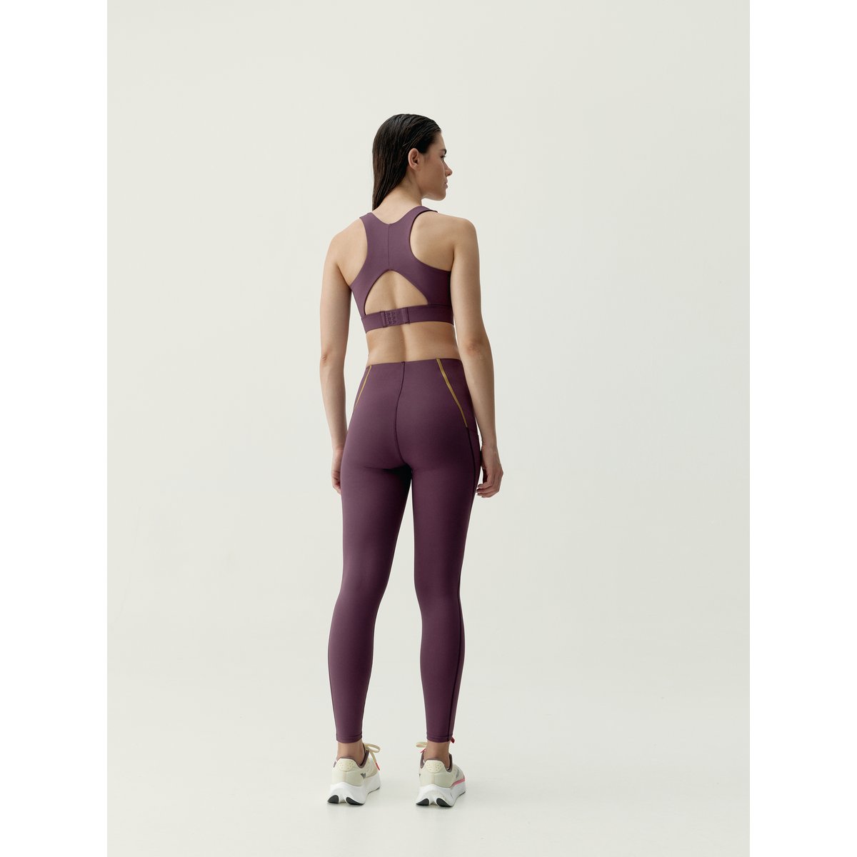 Legging de sport femme Gold 2.0 Taille extra haute effet gainant bordeaux intense, BORN