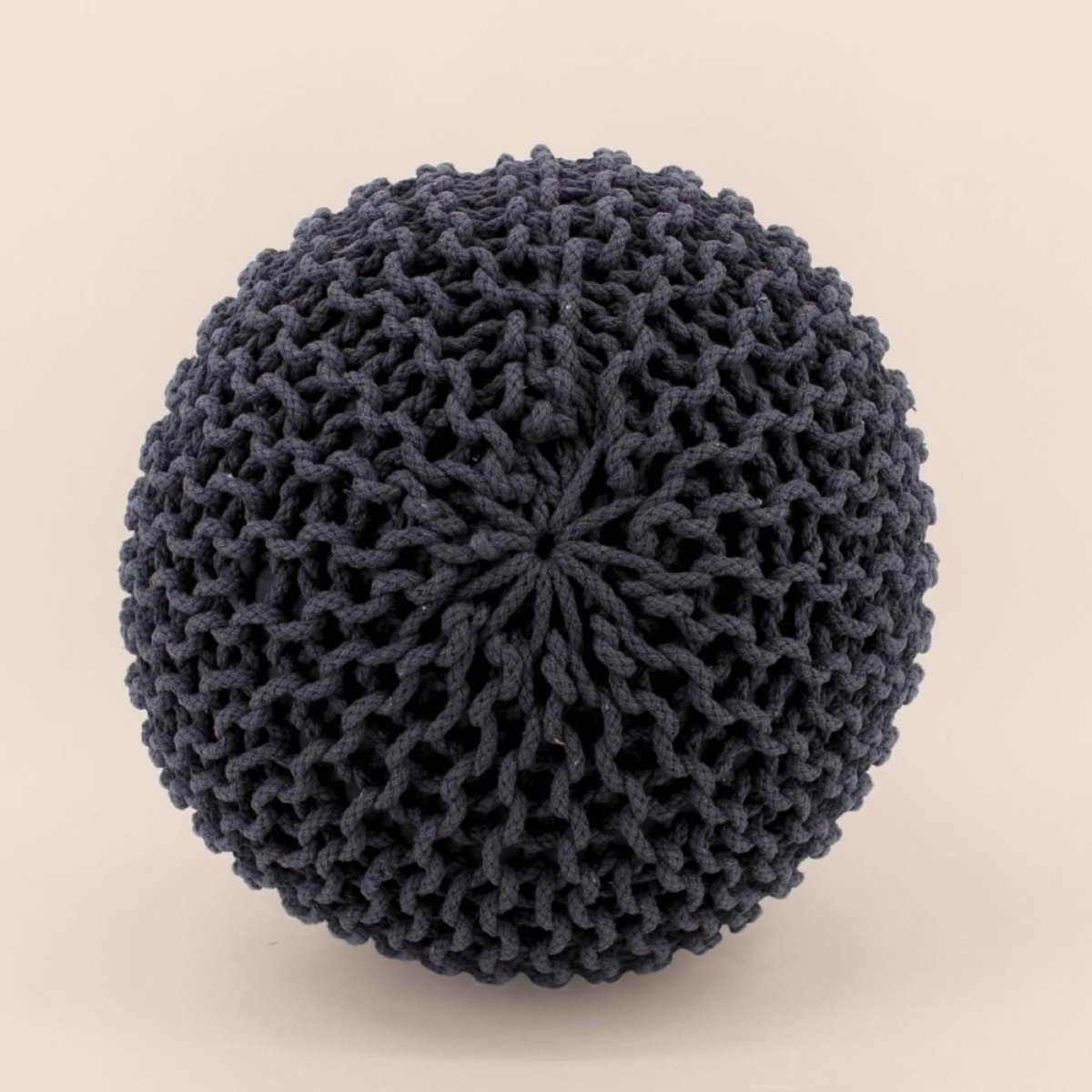 Pouf rond tricot 40x30cm gris, ORNAMI