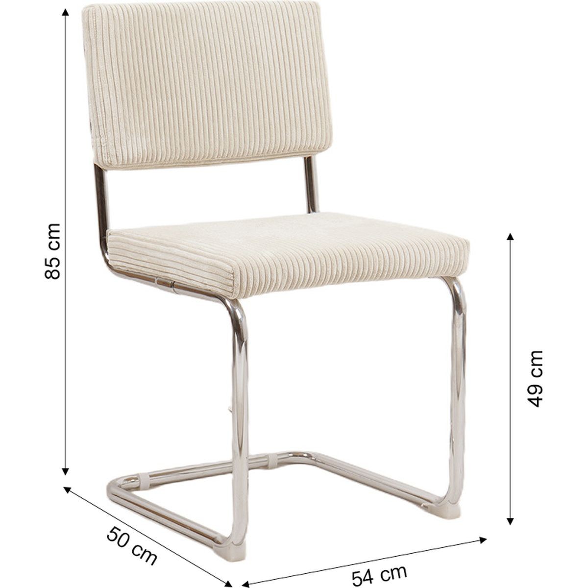 Lot de 2 chaises en velours côtelé et métal chromé - DULCE beige, HOMIFAB