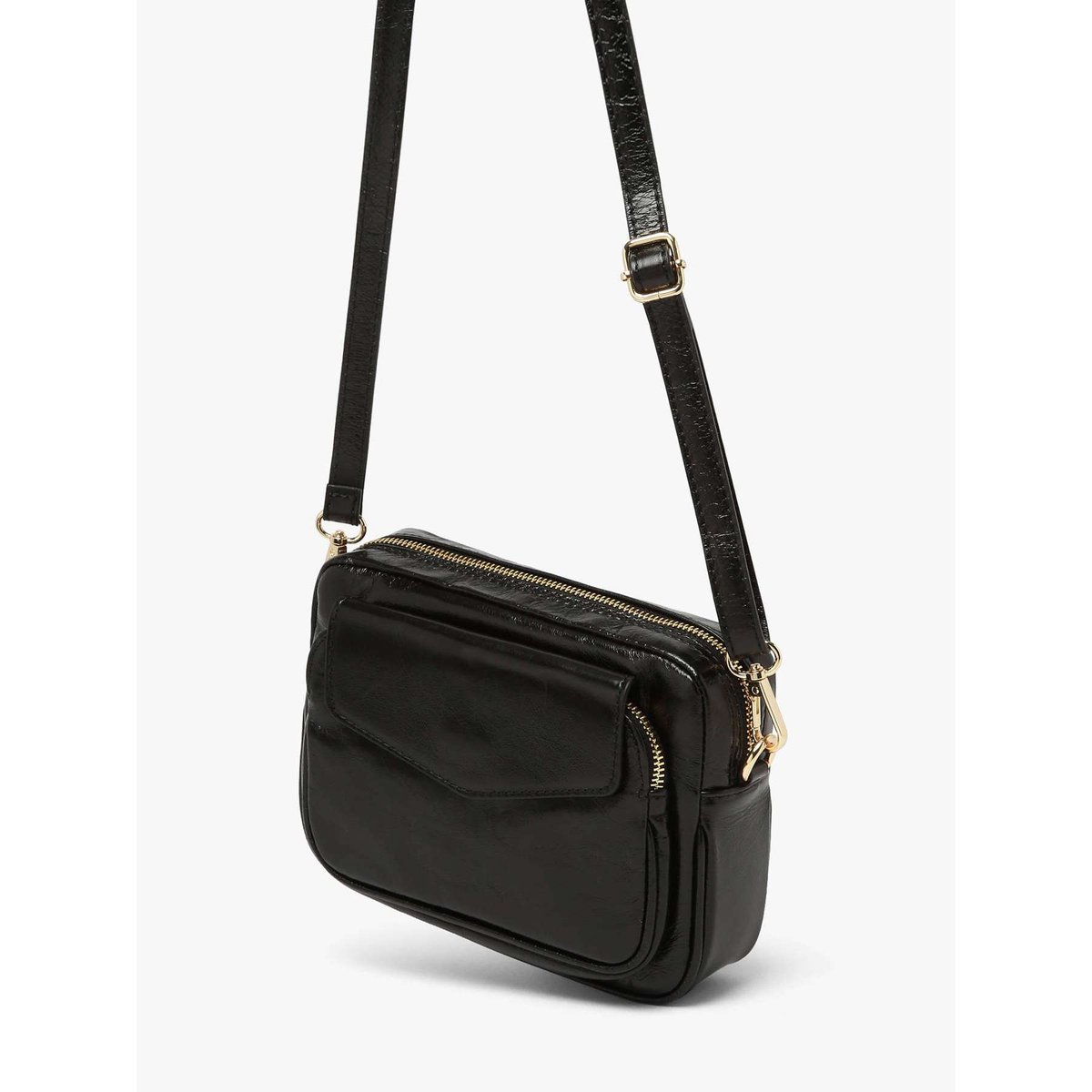 Sac bandoulière Shiny sauvage cuir nero, MILANO