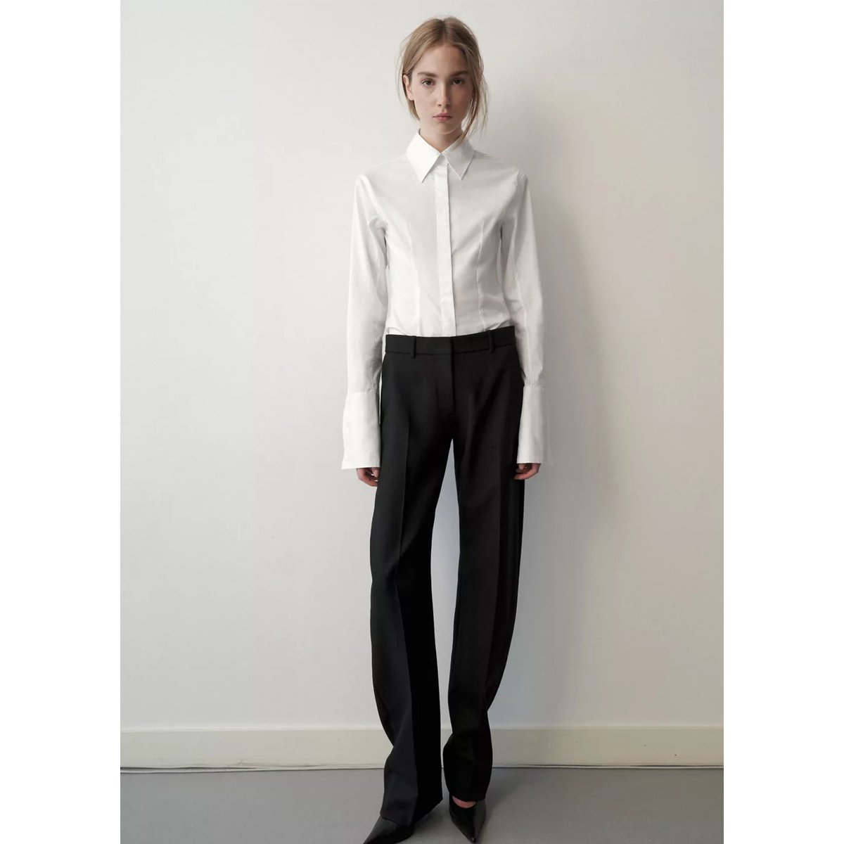 Chemise coton cintrée blanc, MANGO