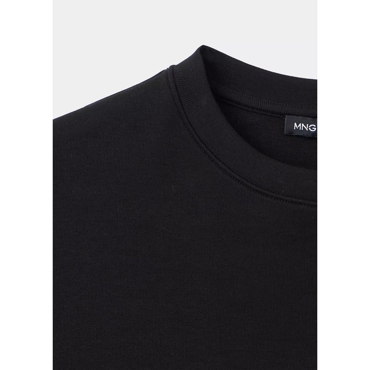 T-shirt coton col rond noir, MANGO