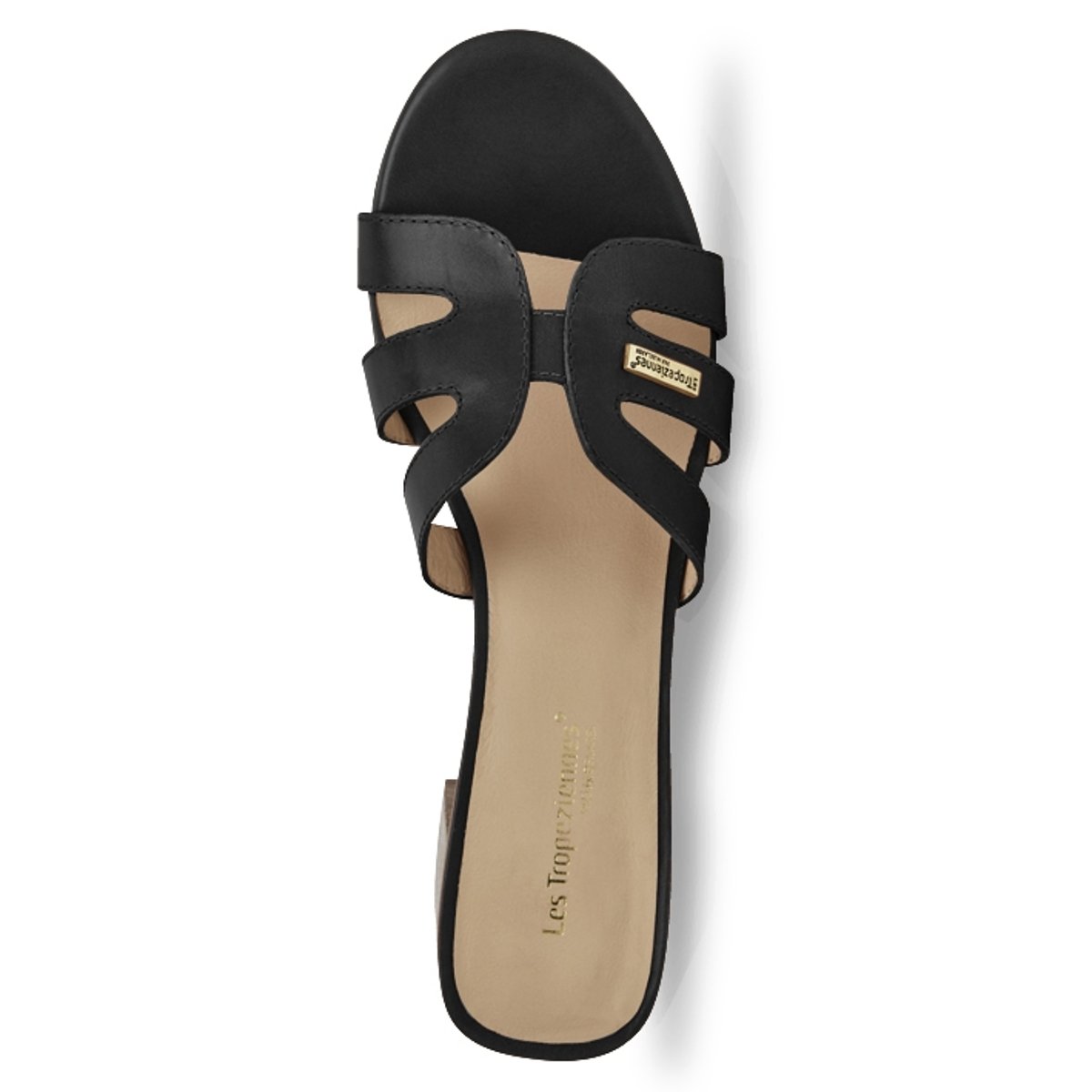 Mules à talons en cuir LIVIA noir, LES TROPEZIENNES PAR M.BELARBI