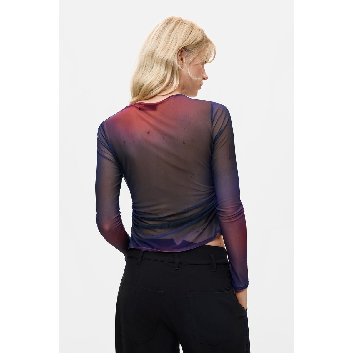T-shirt drapé en tulle bleu, DESIGUAL
