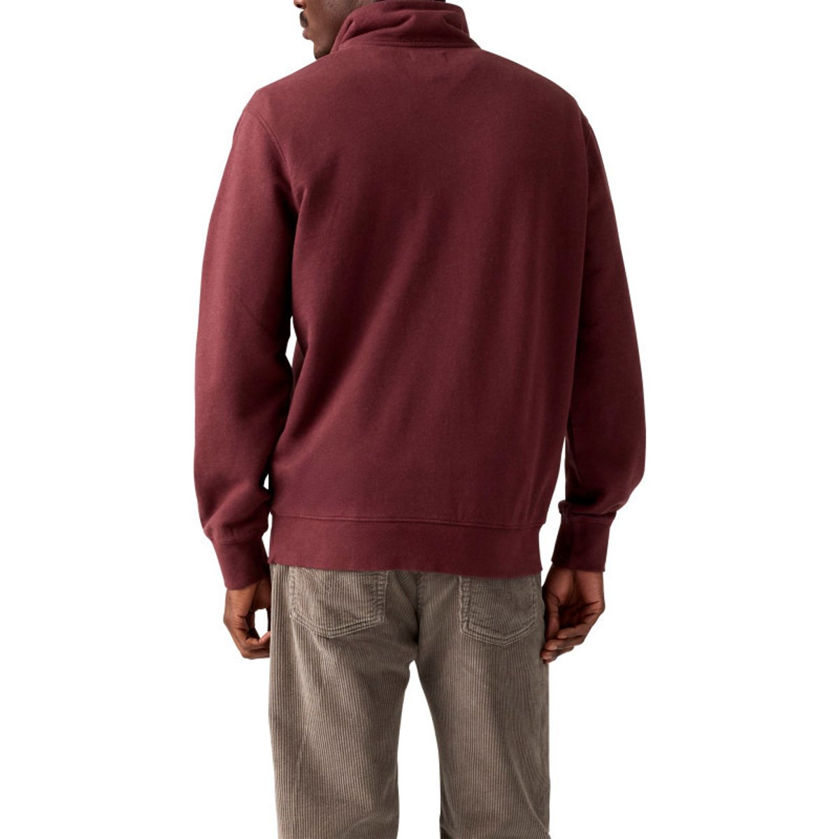 Sweat en coton bordeaux à coupe ajustée pourvu d'un col camionneur zippé rouge foncé, LEVI'S