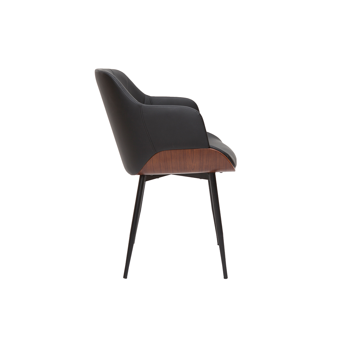 Chaise design noir, bois foncé et métal LUCIEN noyer / noir, MILIBOO
