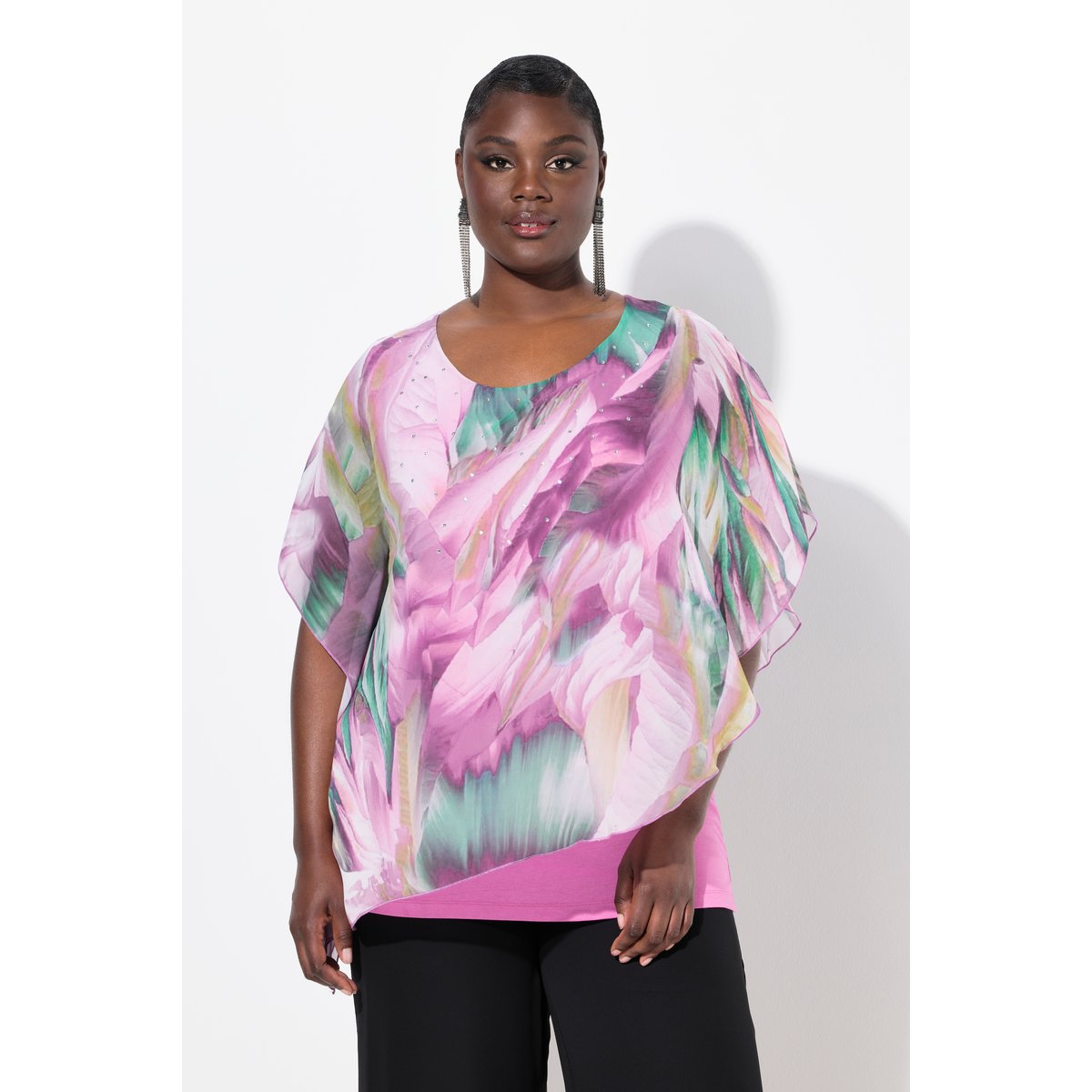 Blouse en mousseline doublée oversize lande clair, ULLA POPKEN