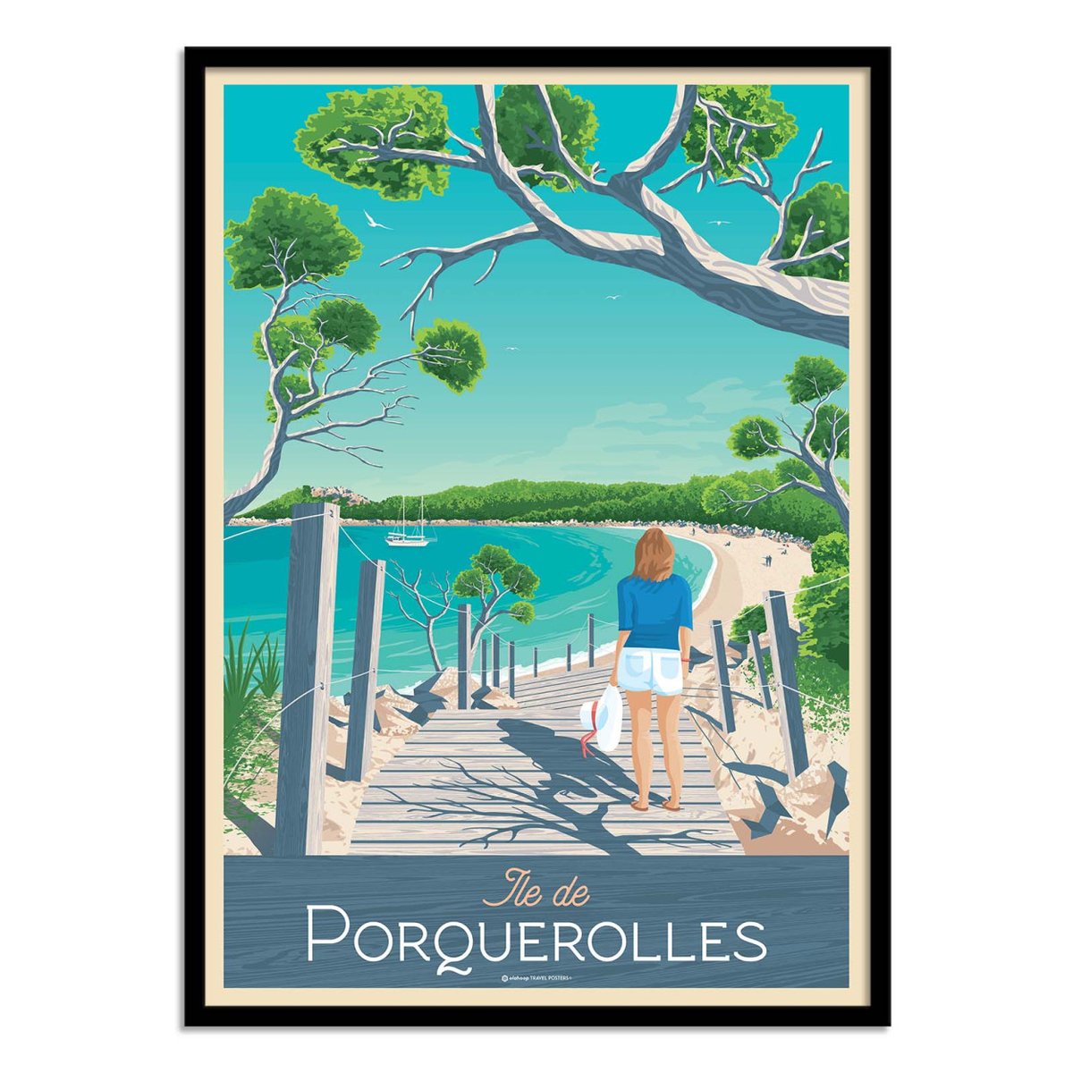 Affiche d'art - Ile de Porquerolles - Olahoop Travel Posters couleur unique, WALL EDITIONS