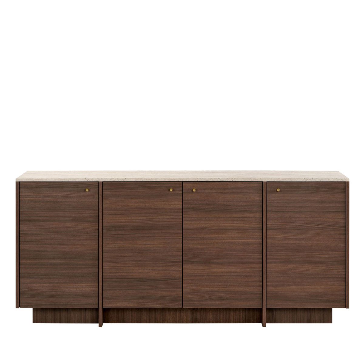 Buffet 4 portes plateau effet travertin et bois L180cm- HOPA bois foncé, DRAWER