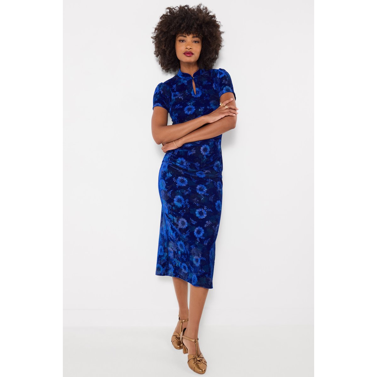 Robe Imprimée en Velours Liliana bleu, JOE BROWNS