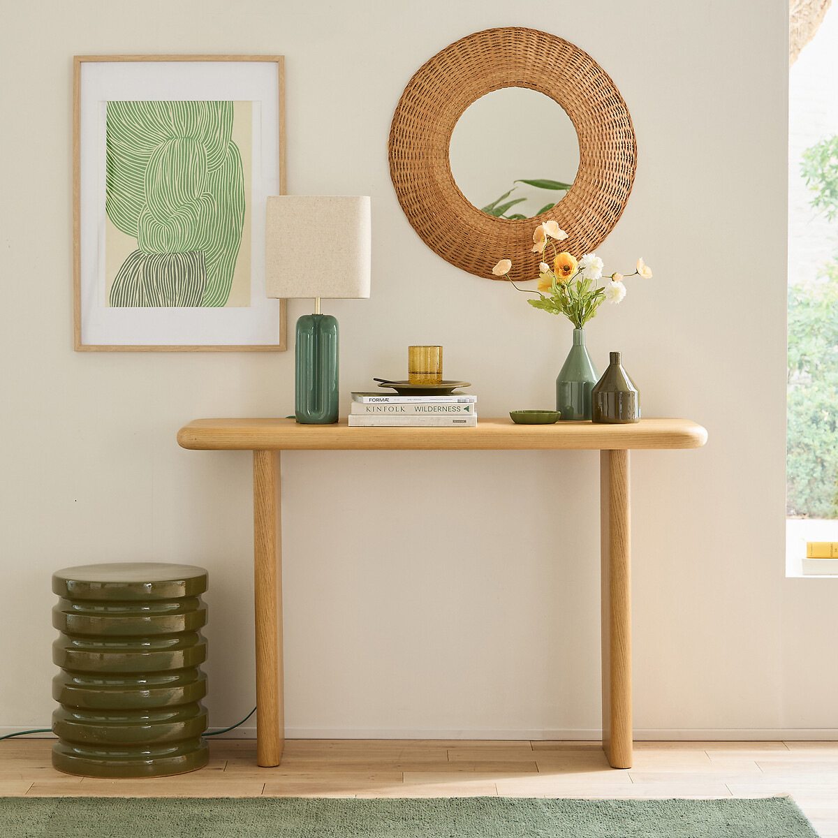 Miroir rond bombé en rotin ø60 cm, Naria naturel, LA REDOUTE INTERIEURS