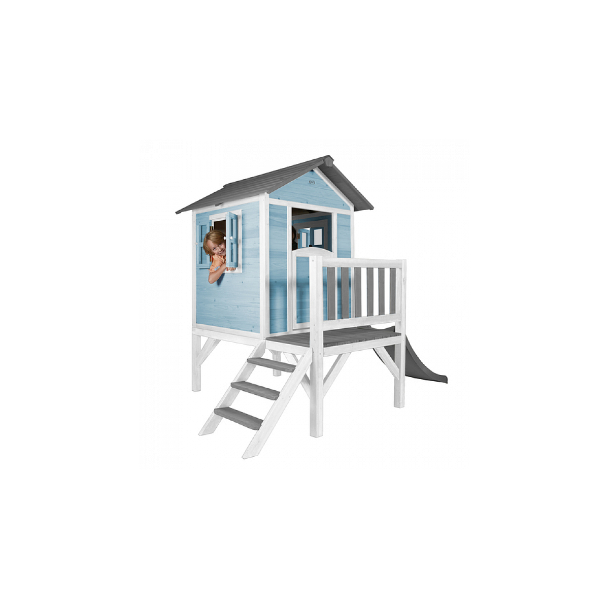 AXI Beach Lodge XL Maisonnette Caribbean Bleu Toboggan Gris couleur unique, AXI HOUSE