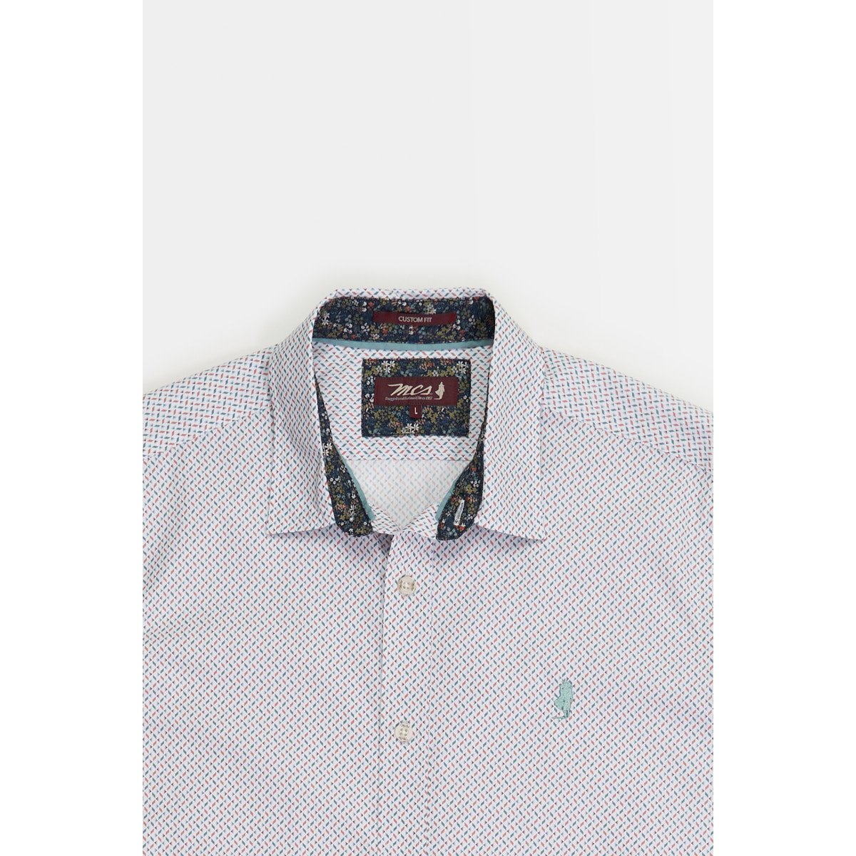 Chemise imprimée à motifs géométriques bleu canard, MCS