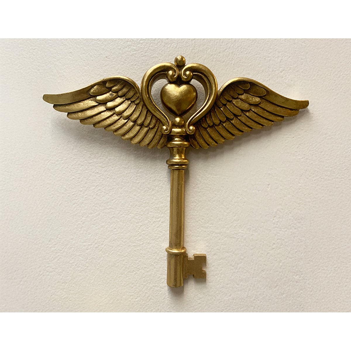 Déco murale clé ailes coeur 20x17cm or, EMDE