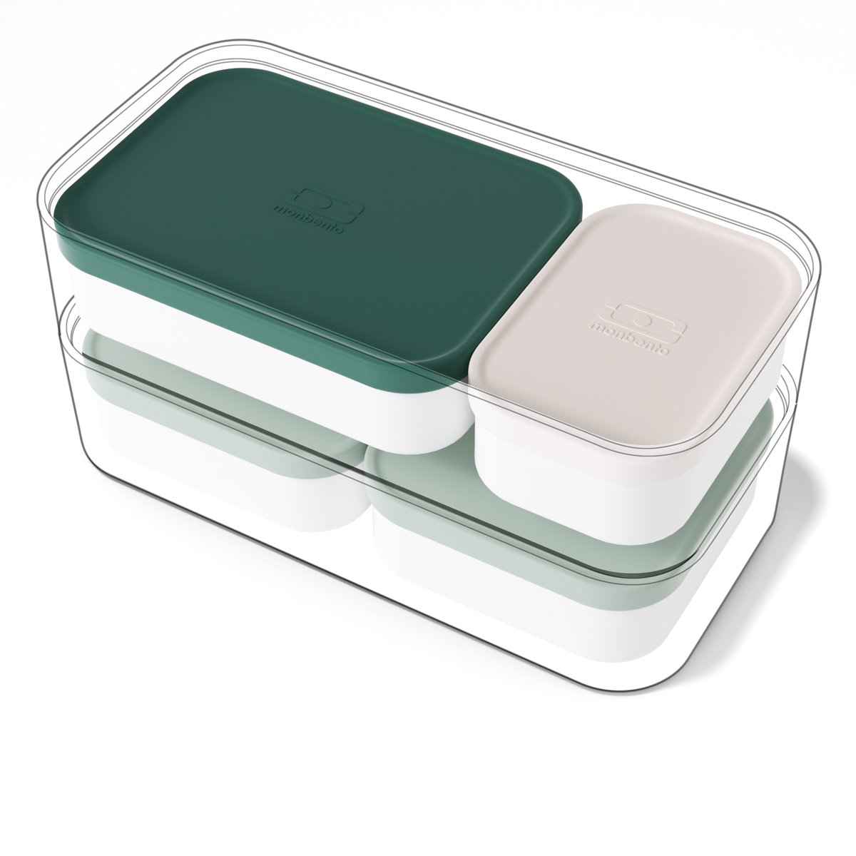 Boîtes compartiments pour lunch box monbento, MB Extra vert, MONBENTO