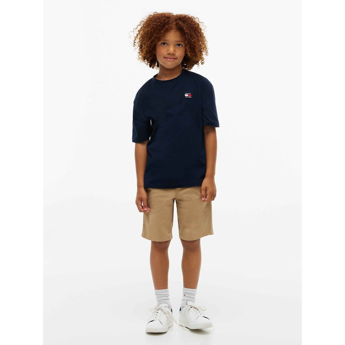 T-shirt maniche corte, logo ricamato blu marino, TOMMY HILFIGER