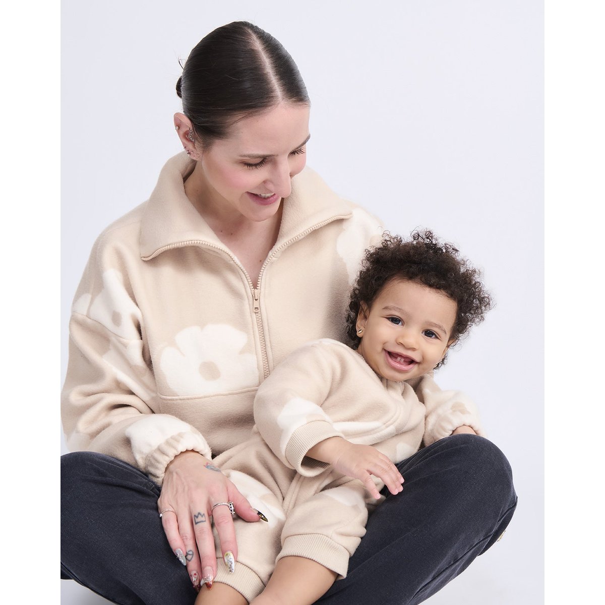 Combinaison imprimé fleuri beige latte, EMOI EMOI
