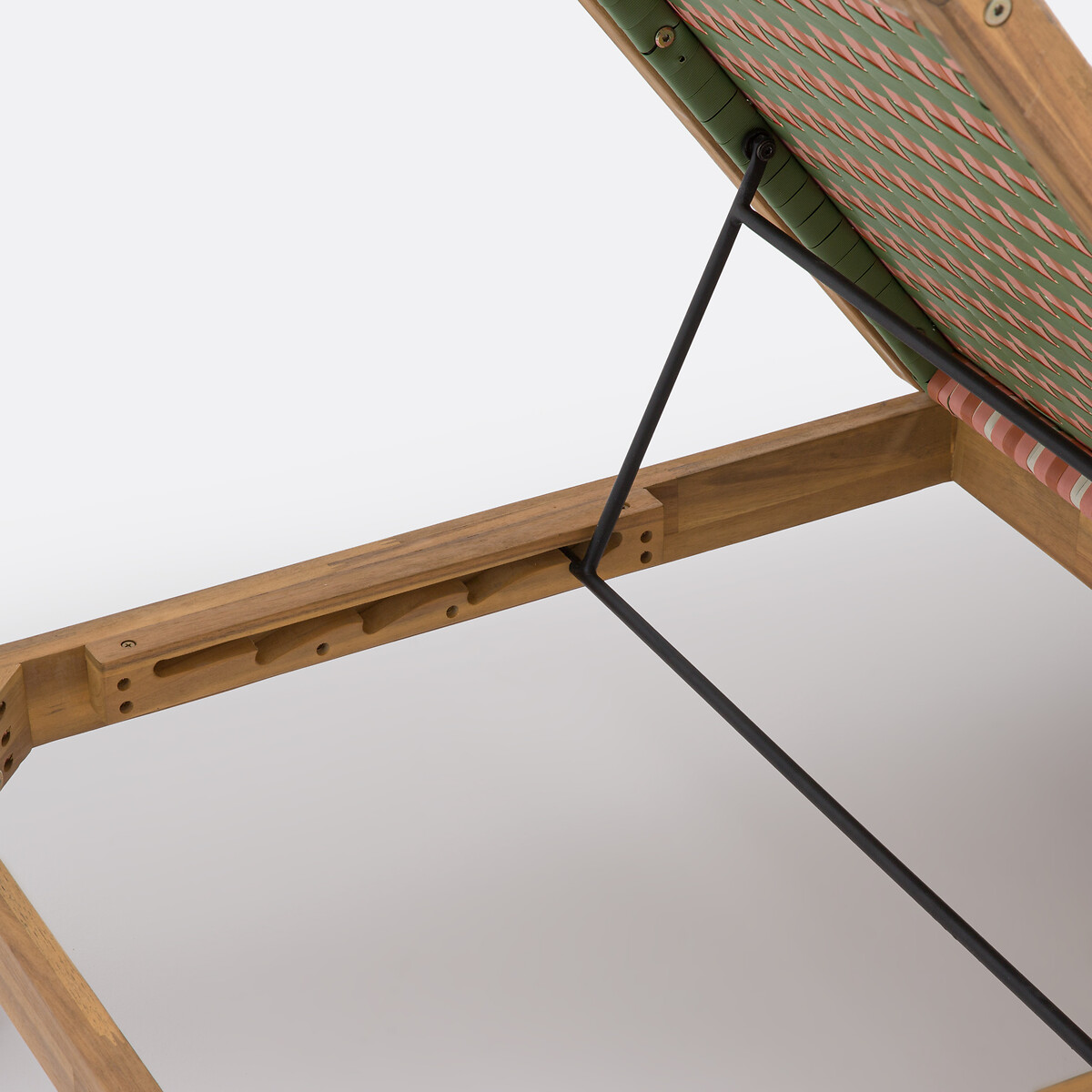 Briana Sun Lounger in Acacia and Woven Resin pink/green, LA REDOUTE INTERIEURS