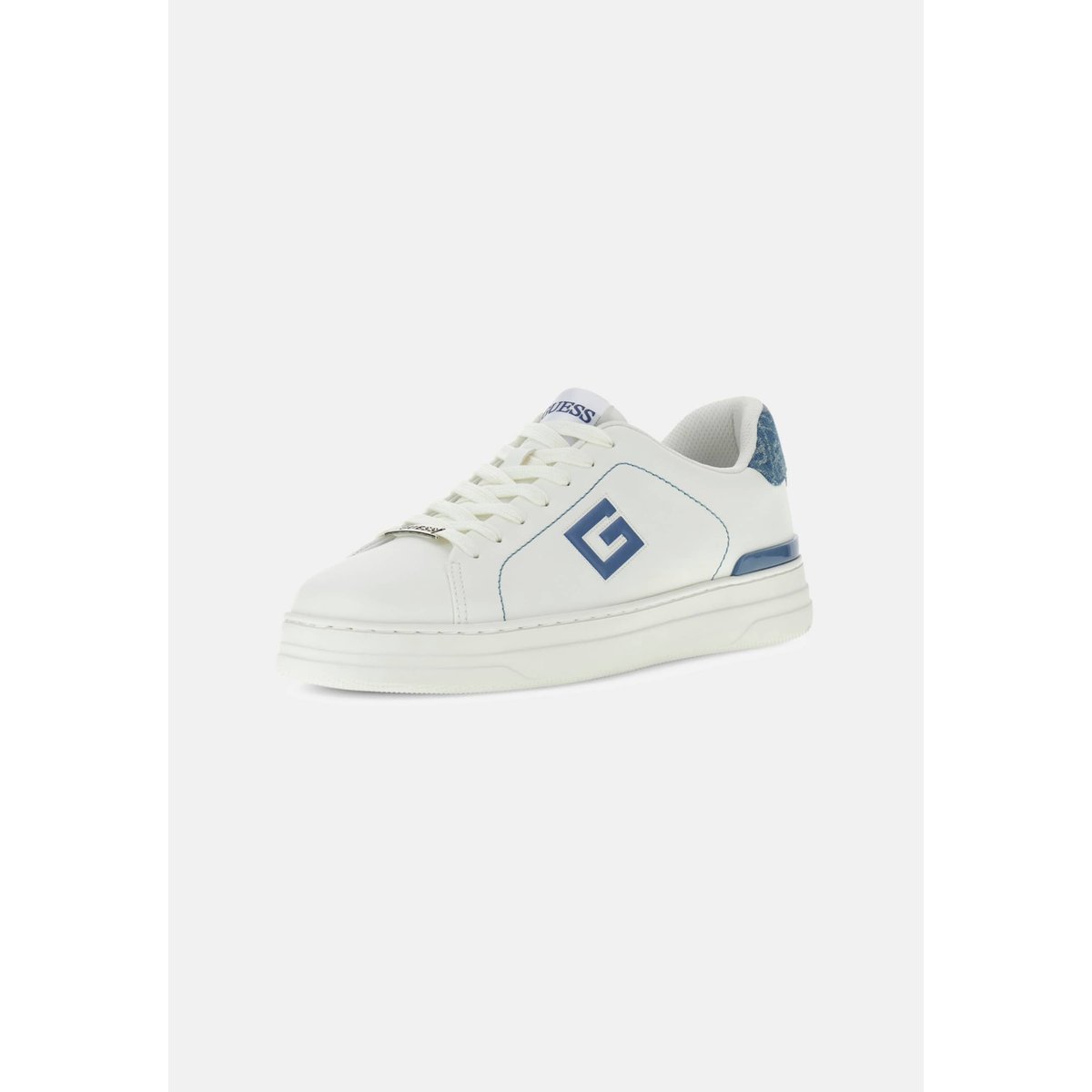 Baskets En Cuir Véritable Welyar blanc, GUESS