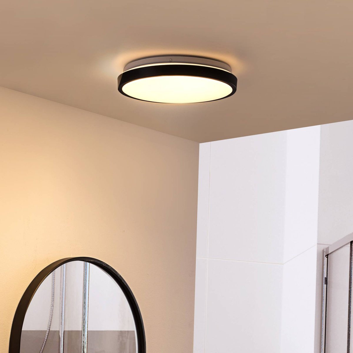 Plafonnier en métal moderneLED, Medon noir, blanc, LINDBY
