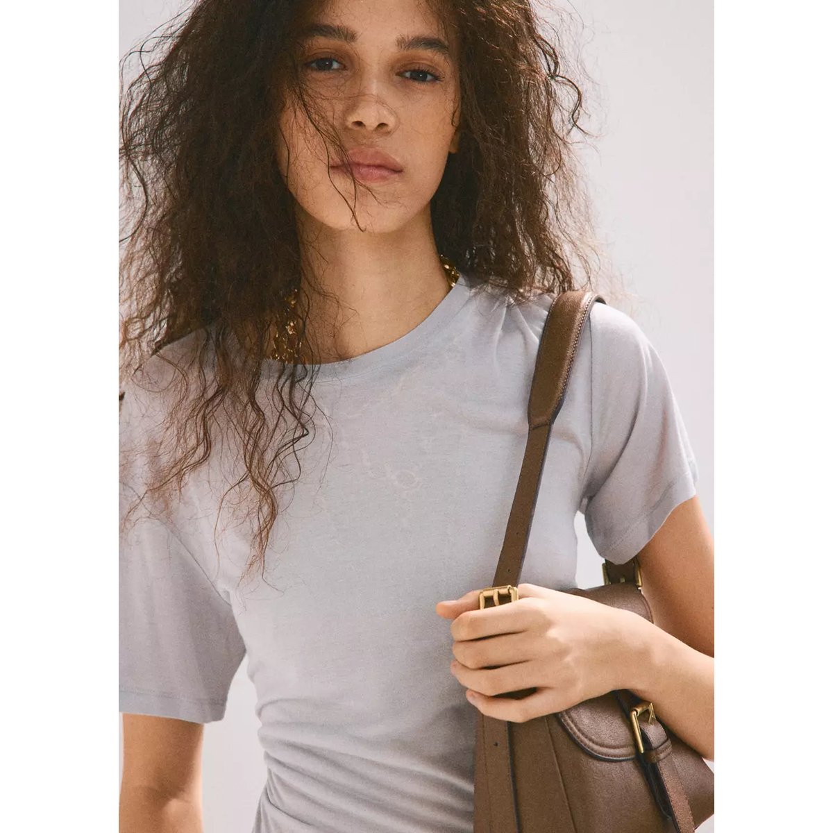 Sac porté épaule boucles marron moyen, MANGO