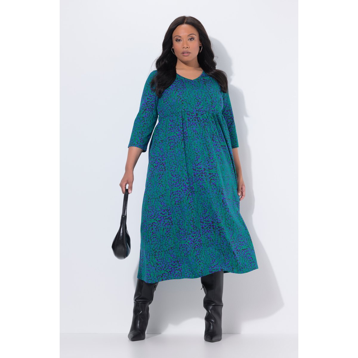 Robe maxi motif animal, coupe évasée bleu azur, ULLA POPKEN