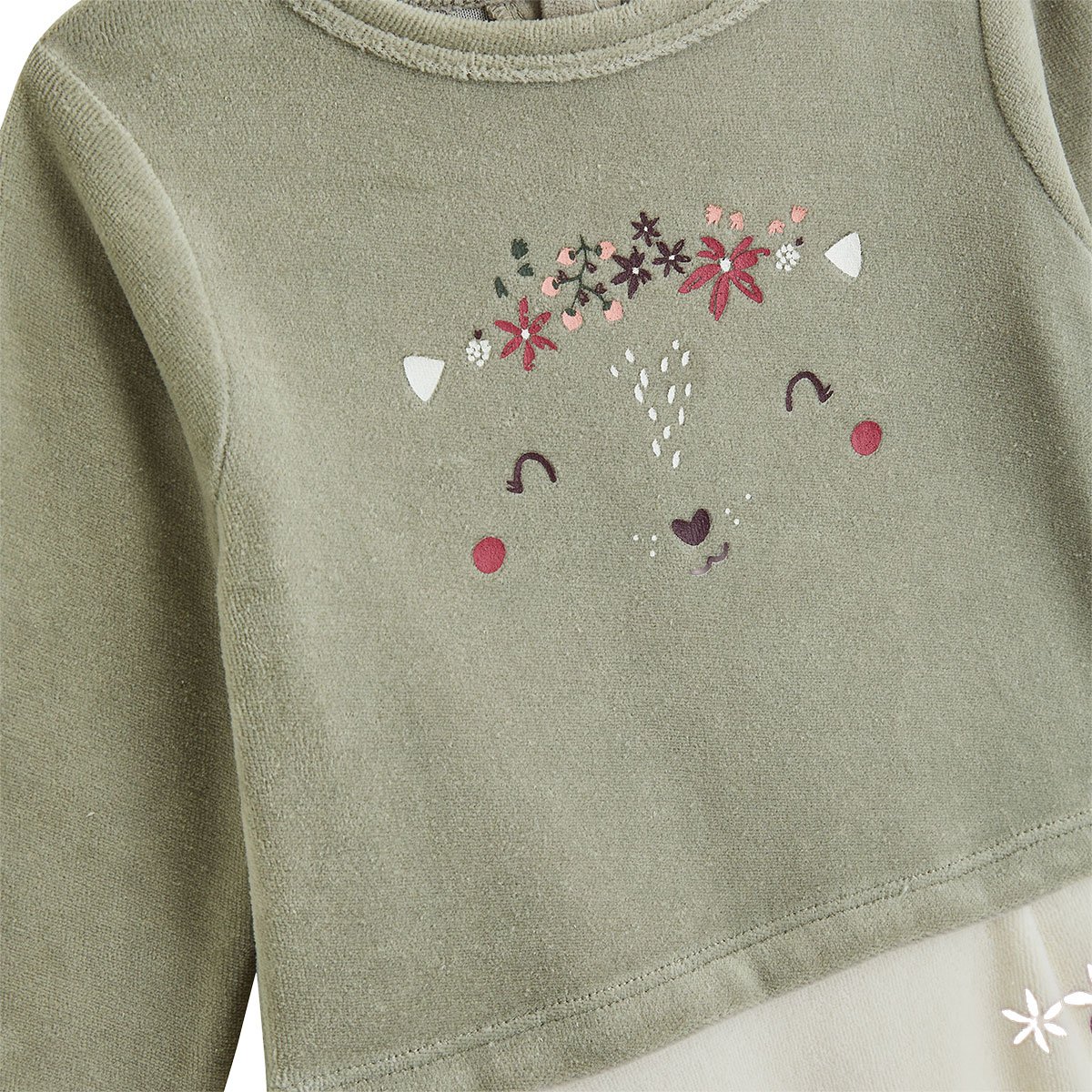Pyjama bébé en velours Misti kaki, PETIT BEGUIN