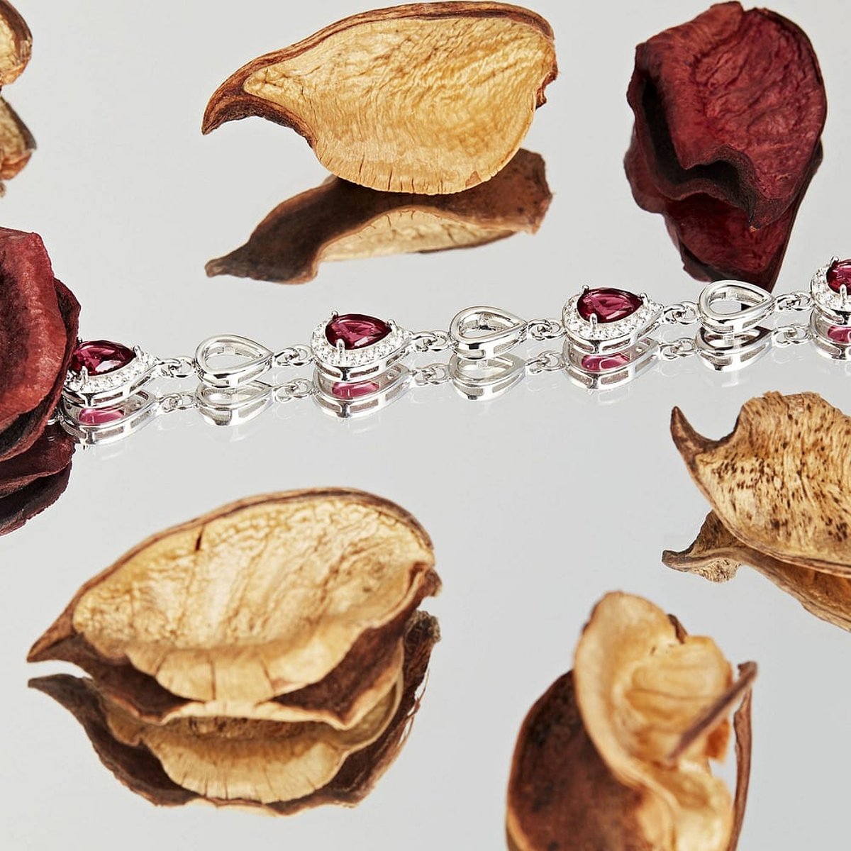 Bracelets en Oxyde De Zirconium/argent et Oxyde de zirconium argent et rouge, CLEOR