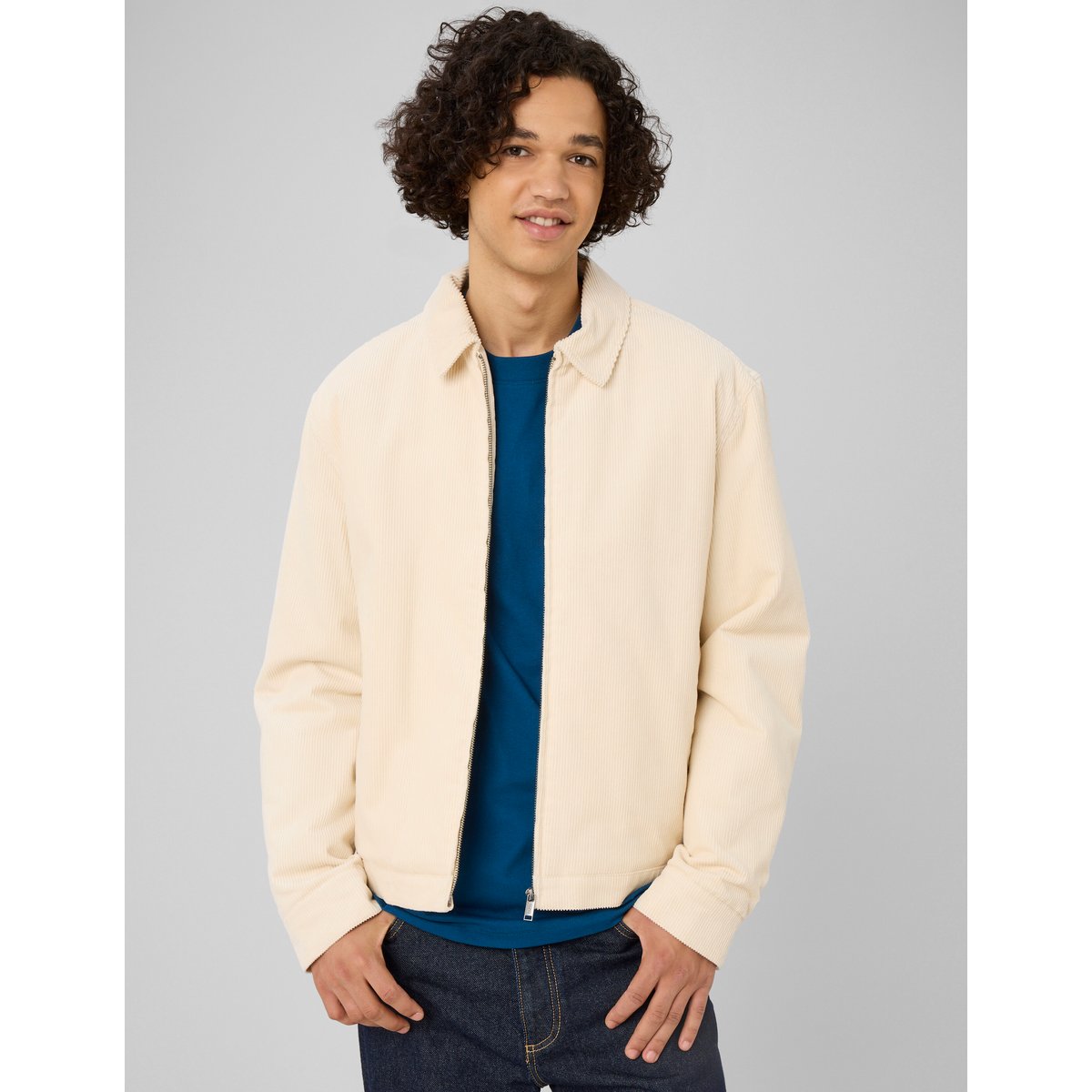 Veste velours zippée naturel, BZB