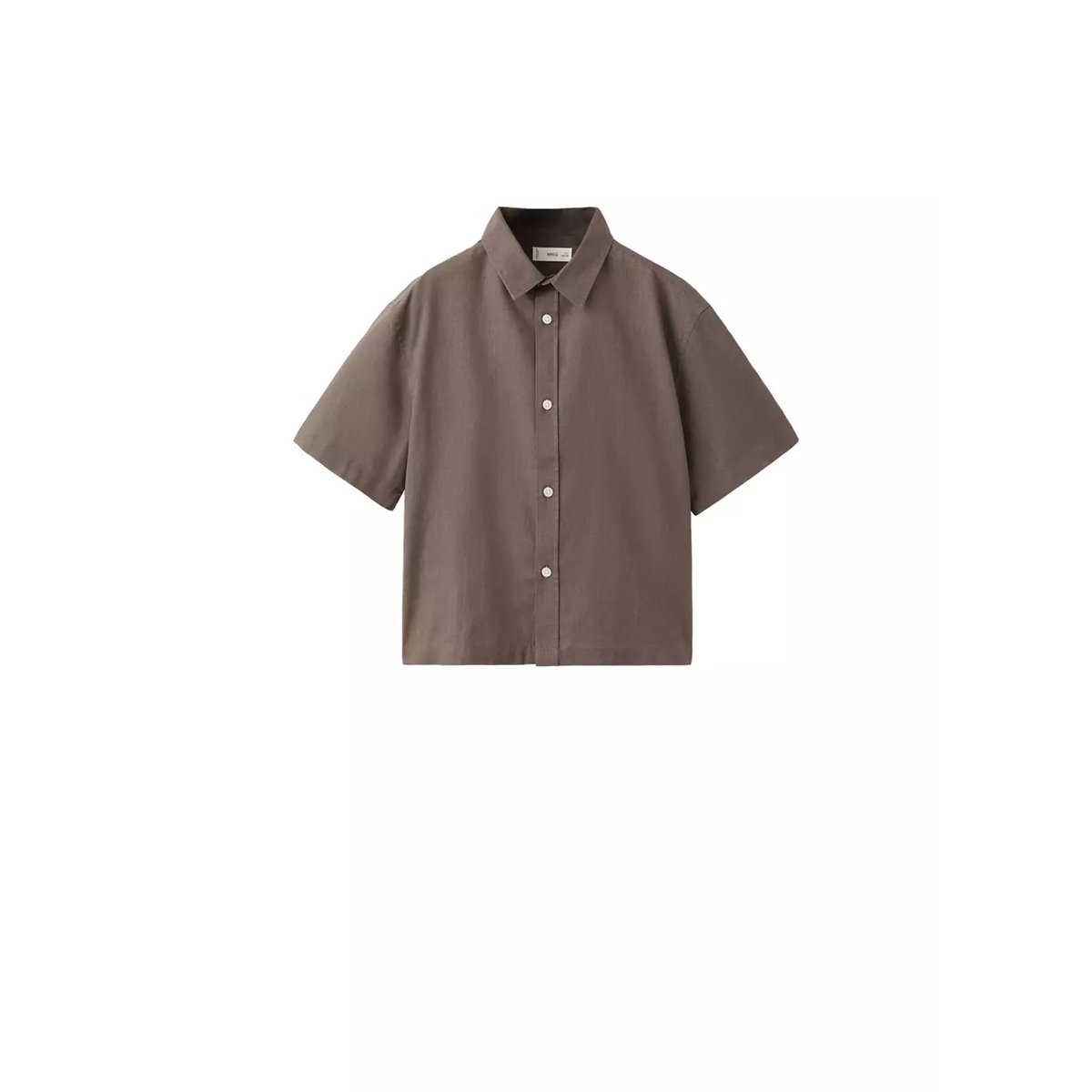 Chemise lin manches courtes marron, MANGO KIDS