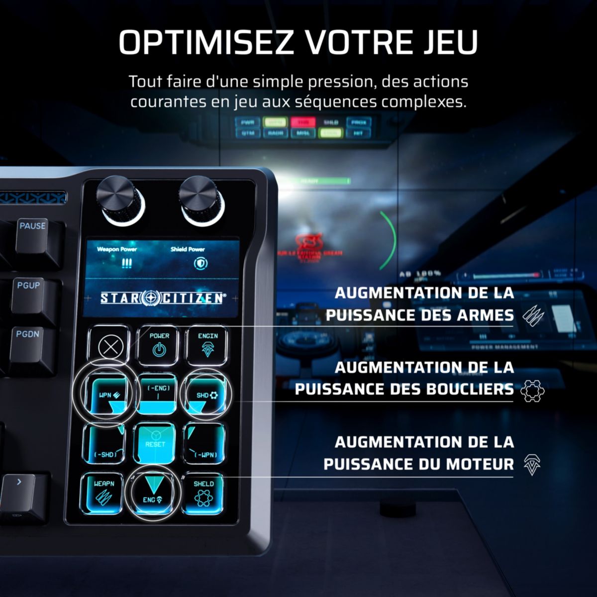 Clavier gamer GALLEON 100 SD intégré Stream Deck couleur unique, CORSAIR