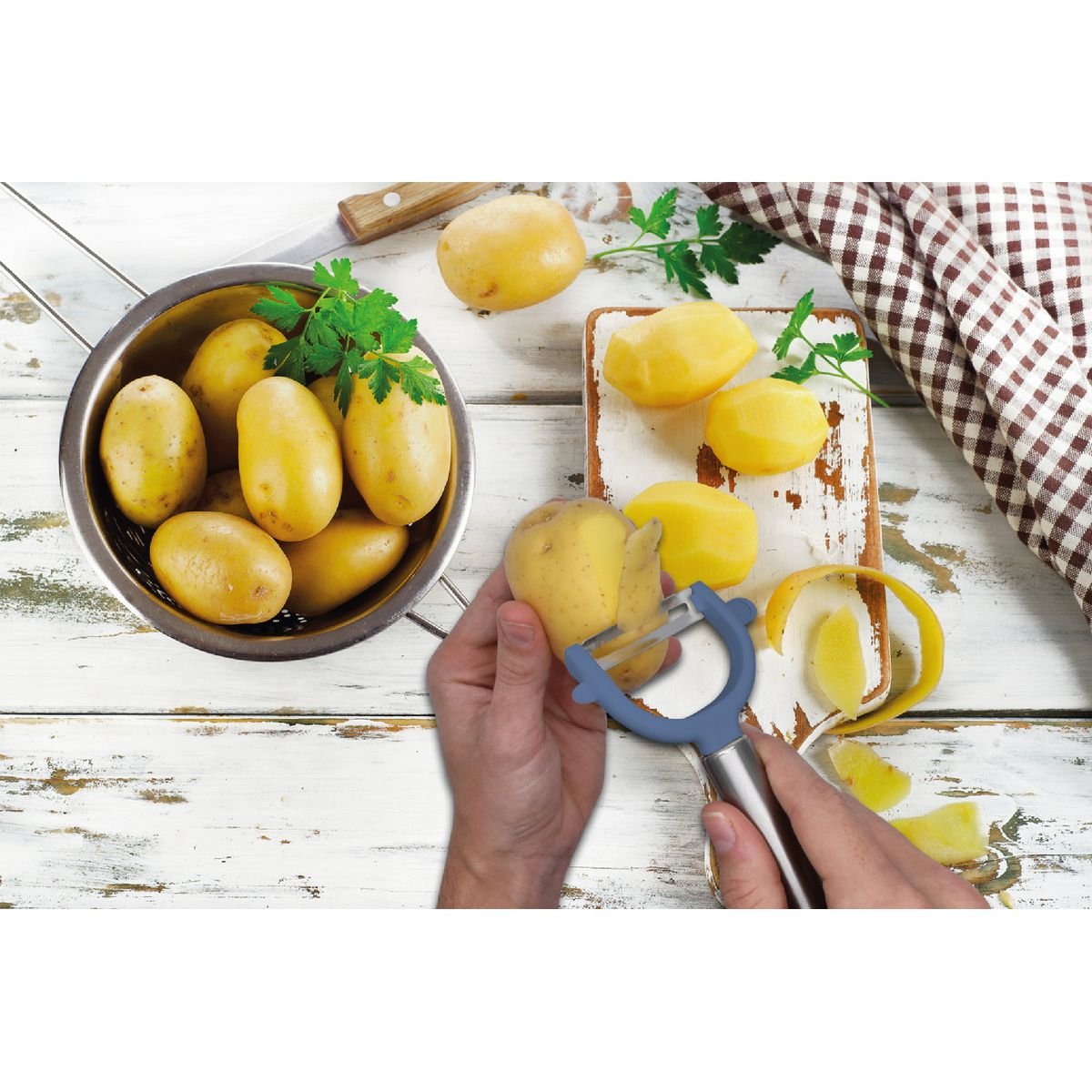 Set de 2 rasoirs à légumes en plastique et inox ELEMENTAL bleu|gris, FACKELMANN