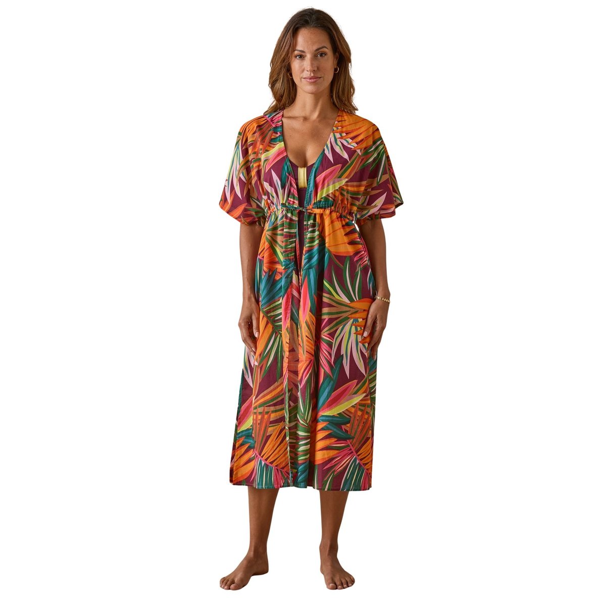 Kimono femme voile de coton imprimé multicolore, DAXON