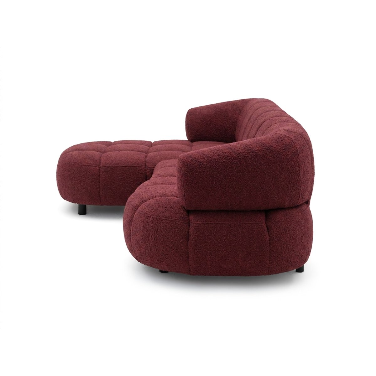 Canapé d'angle convertible 3 places en tissu lisse, LOVELY rouge, BOBOCHIC